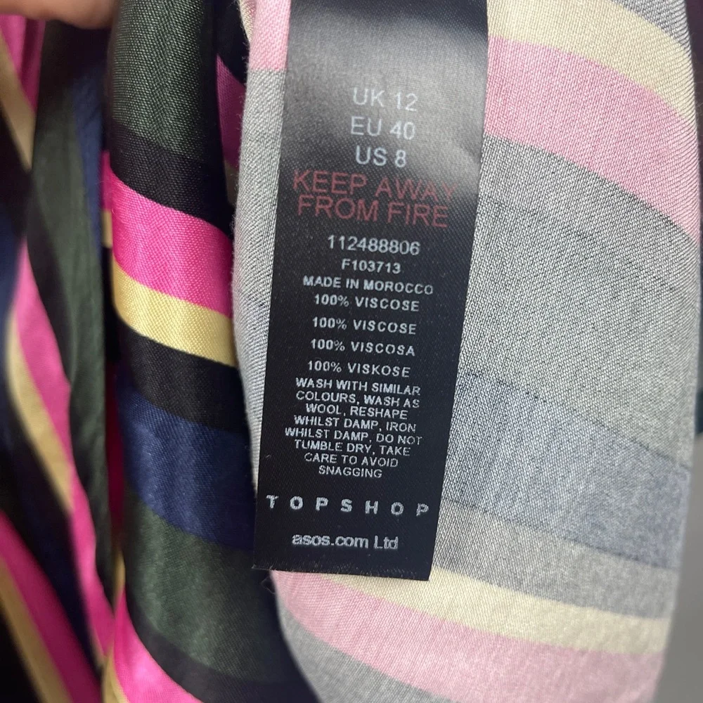 Top shop STRIPE PRINT MINI DRESS WITH TIE FRONT Size 8 (Medium) NWT - Picture 11 of 15